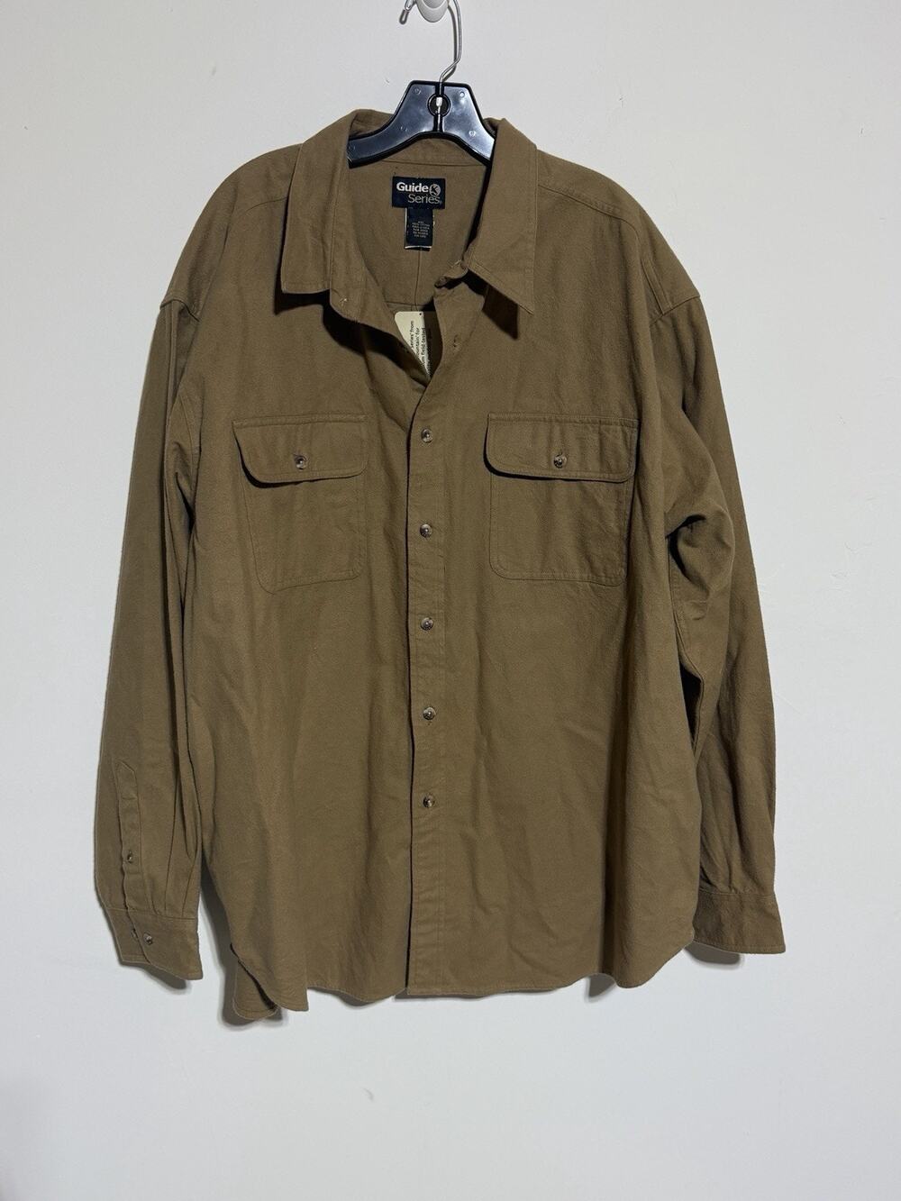 New Guide Series Long Sleeve 100% Cotton Chamois Shirt Size XXL Men’s Brown